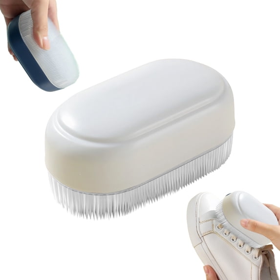 Soft Bristle Cleaning Scrub Brush | Oimcto Laundry Brush Scrubber Brush for Clothes, Carpet and Fabric Stain Removal, Scrubbing Brush with Ergonomic Handle - White