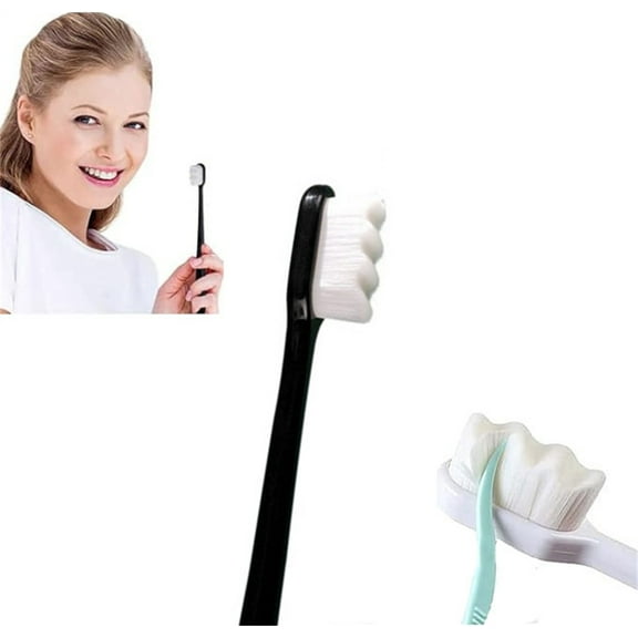 Soft Bristles Toothbrush 1 Pack,Toothbrush with Wavy Surface Design,Extra Soft Toothbrush with 20000 Soft Bristles,Toothbrush for Sensitive Teeth,Soft Toothbrush for Protect Fragile Gums (Black)