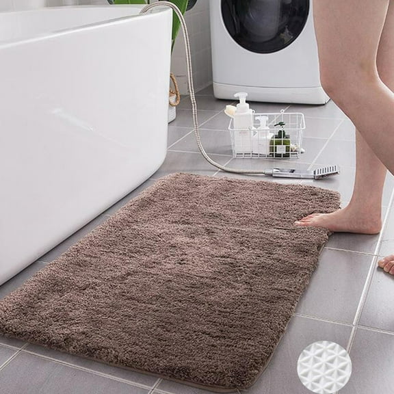 Soft Brown Bathroom Rugs Absorbent Non-Slip Backing 20" x 32" Fluffy Microfiber Bath Mats Machine Washable