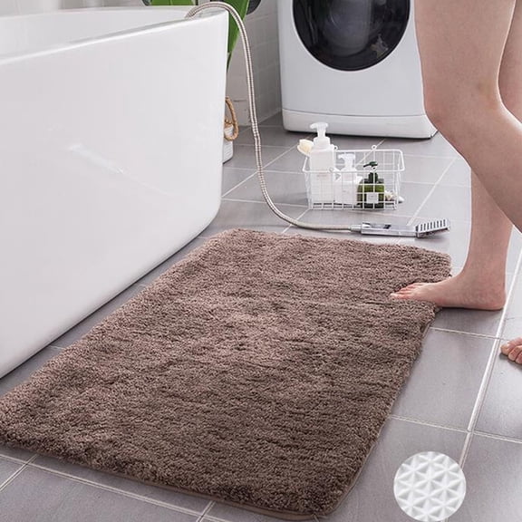 Soft Brown Microfiber Bathroom Rugs Absorbent Non-Slip Backing 20" x 32" Fluffy Bath Mats Machine Washable