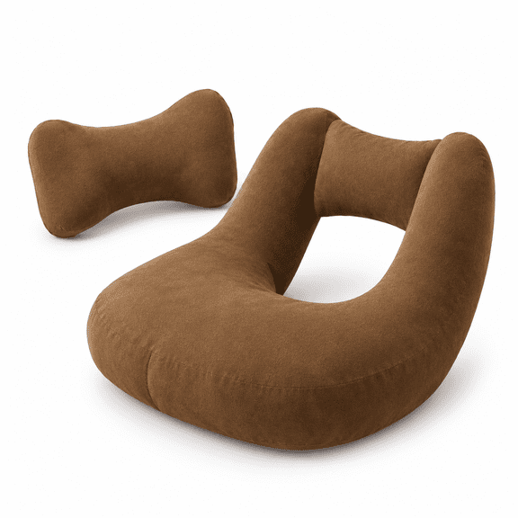 Soft Brown Lap Support Pillow for Reading, Working, Gaming and Crocheting