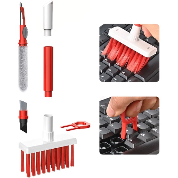 Soft Brush Keyboard Cleaner, Computer Cleaning Tool Kit, 7 in 1 Multipurpo Corner Slit Duster Keycap Puller and Soft Microfiber Brush for Bluetooth Headt Lego Airpods Laptop Camera Lens
