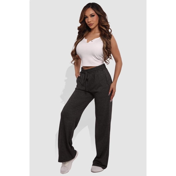 Soft Brushed Classic Drawstring Straight Leg Sweatpants - Charcoal