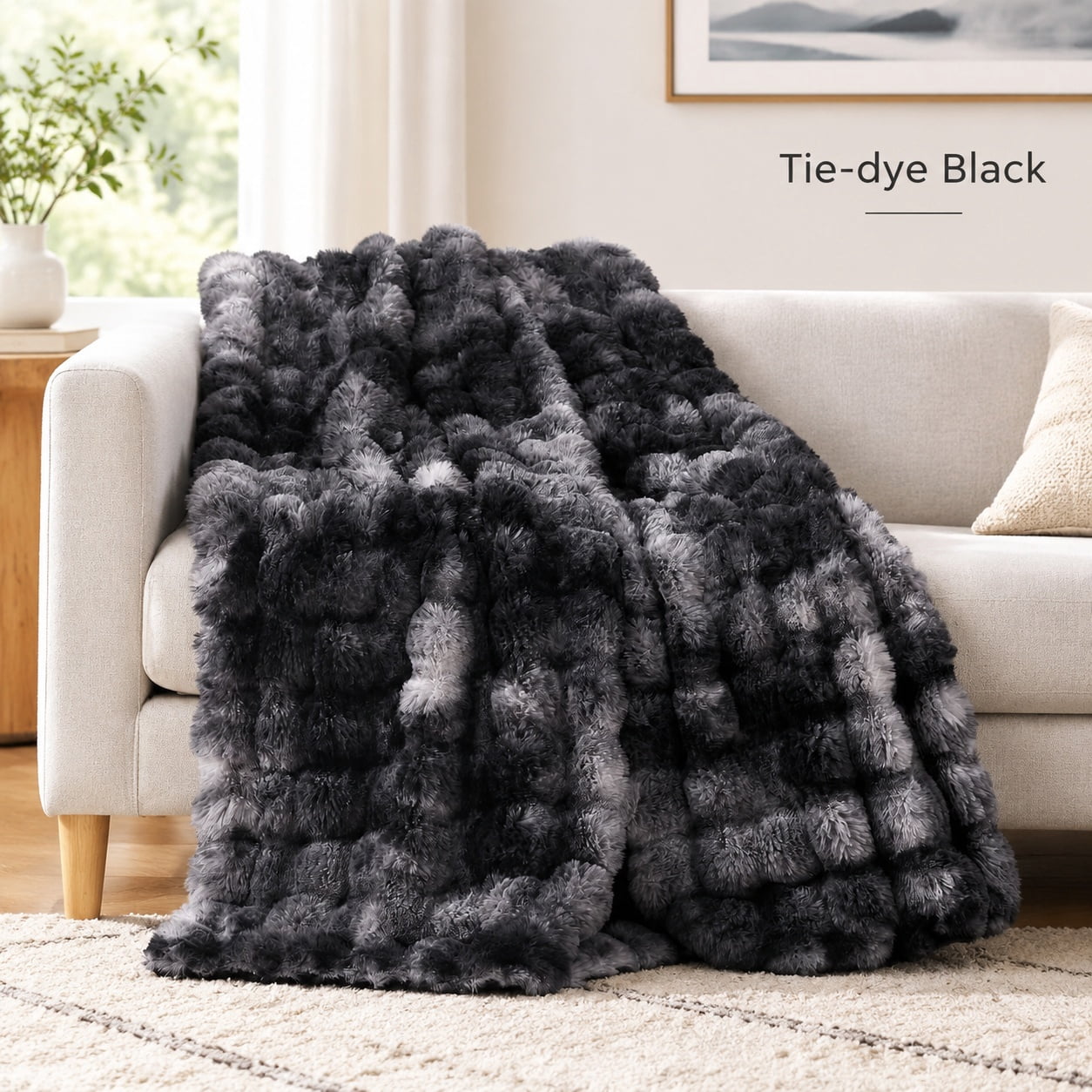 Pelt Throwing Soft Bubble Faux Fur Throw Blanket, 50