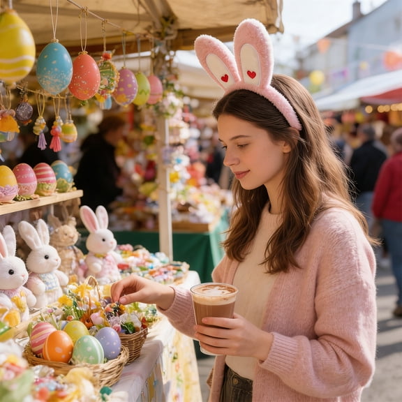 Soft Bunny Headband, Cute Rabbit Ear Headwear Accessory, Cloth Bunny Ear Headband For Easter Party And Spring Celebration Wear Event