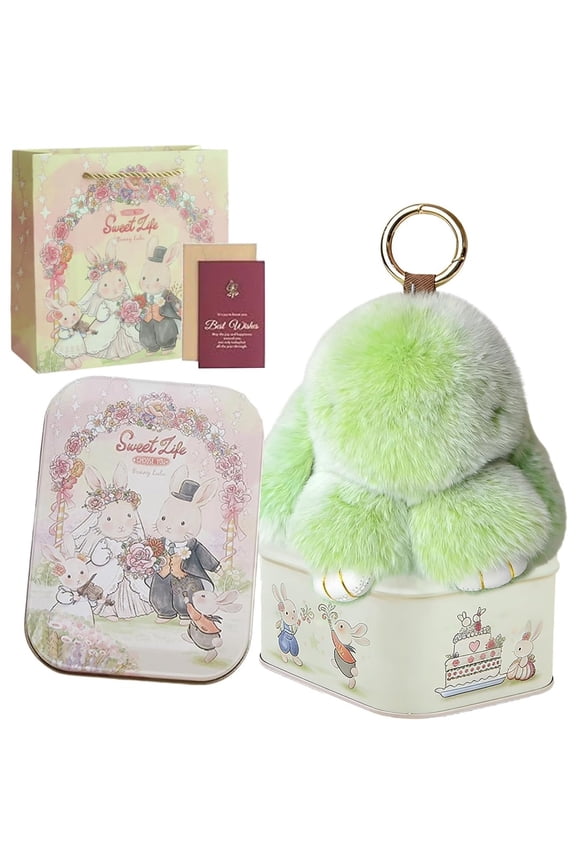 Soft Bunny Keychain Keychain with Tin Bunny Lulu, Official Style Original Plush Keychain for Bags, Keys, and Easter Baskets