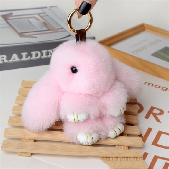 Soft Bunny Keychain with Tin,Cute Easter Gift Plush Keychain for Backpack,Bag Charm Gift Key Chain