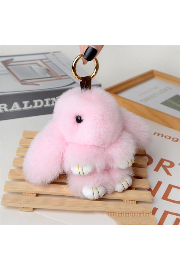 Soft Bunny Keychain with Tin,Cute Easter Gift Plush Keychain for Backpack,Bag Charm Gift Key Chain
