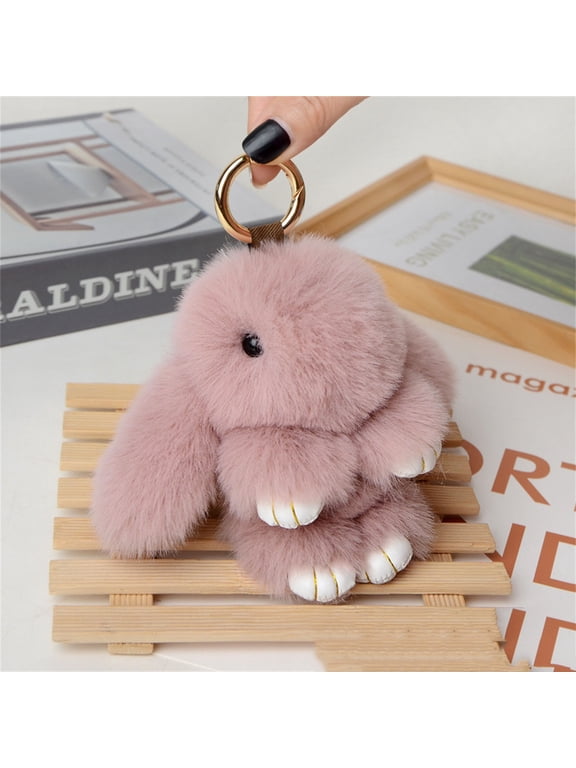 Soft Bunny Keychain with Tin,Cute Easter Gift Plush Keychain for Backpack,Bag Charm Gift Key Chain