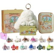 Soft Bunny Keychain with Tin,Cute Easter Gift Plush Keychain for Backpack,Bag Charm Gift Key Chain