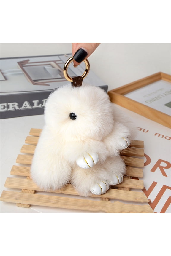 Soft Bunny Keychain with Tin,Cute Easter Gift Plush Keychain for Backpack,Bag Charm Gift Key Chain