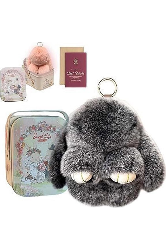 Soft Bunnylulu Keychain with Designer - Cute Plush Rabbit Keyring for Bags, Keys, Phones, Lightweight & Durable, Gift for Easter, Birthday, or Holiday