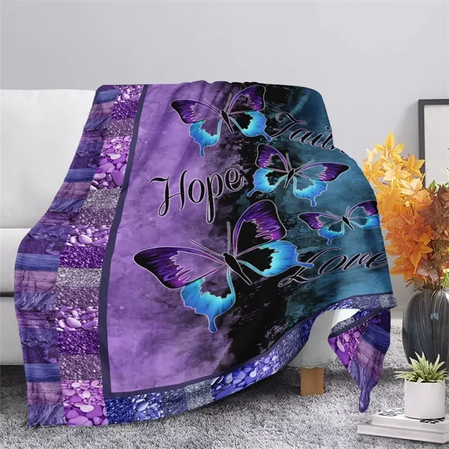 Soft Butterfly Theme Blanket for Adults Microfiber Plush Sherpa Blanket