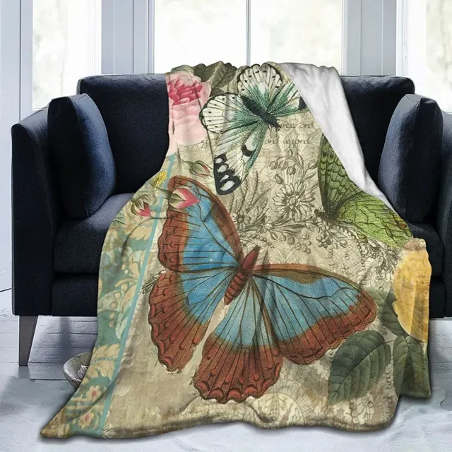 Soft Butterfly Theme Blanket for Adults Microfiber Plush Sherpa Blanket