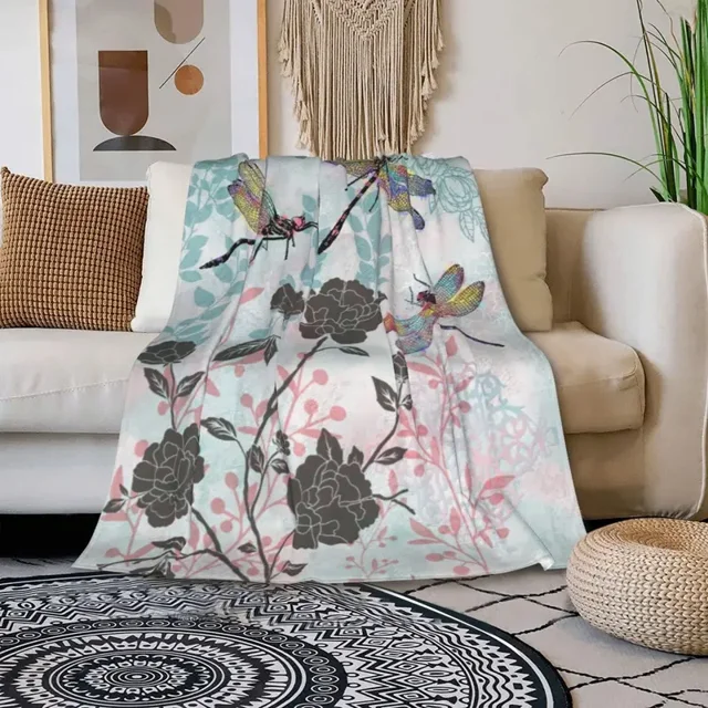 Soft Butterfly Theme Blanket for Adults Microfiber Plush Sherpa Blanket