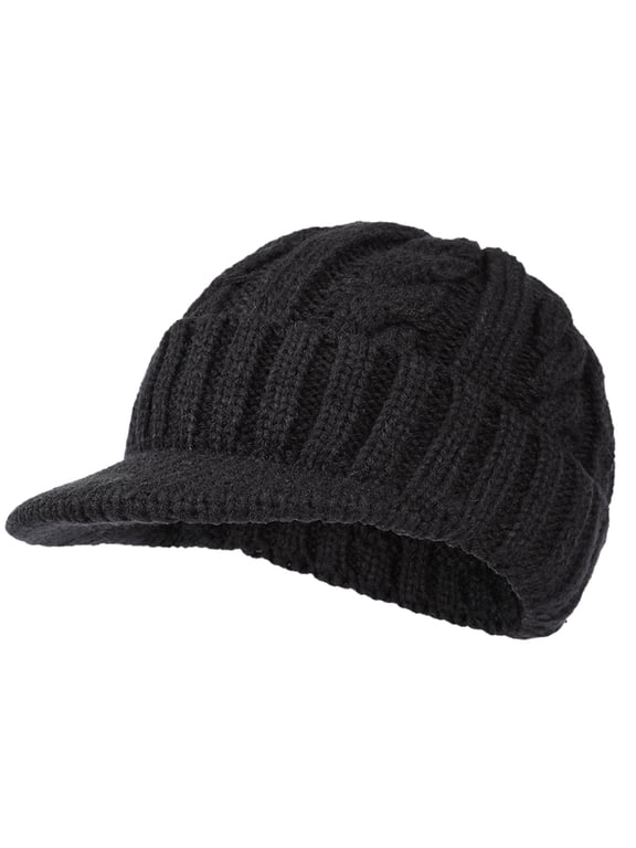 Soft Cable Knit Peaked Newsboy Hat Unisex Winter Visor Knitted Baker Cap Warm Wind Resistant Hat Suitable for Cold Weather Outdoor Sports Daily Outing
