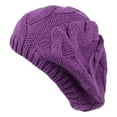 thumbnail image 1 of Soft Cable Knit Solid Color Crochet Beret, 1 of 9