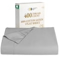 thumbnail image 1 of Soft Cal King Flat Sheet Only Blue Durable, 100% Cotton Sheet , 400 Thread Count Sateen, Smooth & Breathable Top Sheet Only (Light Grey), 1 of 10