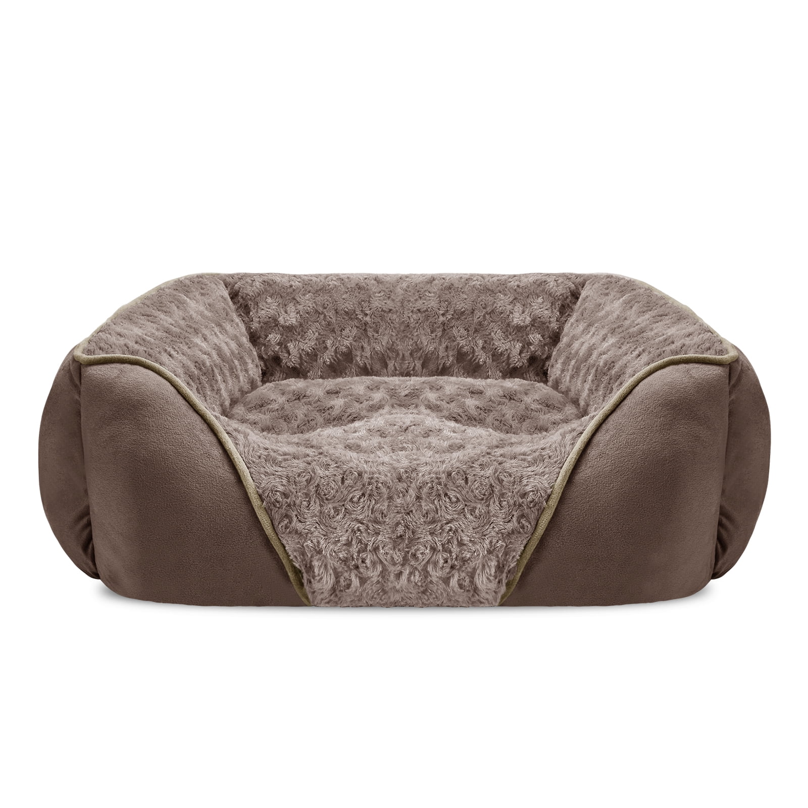 Soft Calming Sleeping Puppy Bed, Rectangle Washable Orthopedic Dog Bed, Large Dog Bed for Large Medium Small Dogs, Durable Pet Cuddler with Anti-Slip Bottom, Beige, 30inch