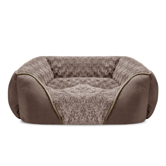 Soft Calming Sleeping Puppy Bed, Rectangle Washable Orthopedic Dog Bed, Large Dog Bed for Large Medium Small Dogs, Durable Pet Cuddler with Anti-Slip Bottom, Beige, 25inch