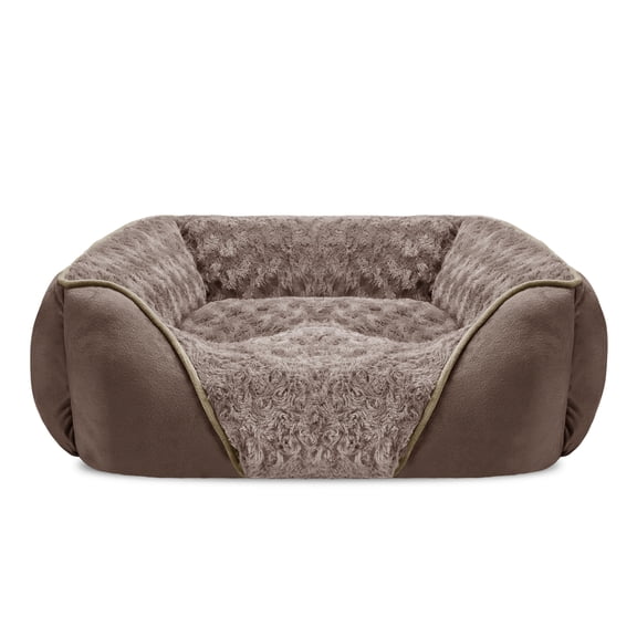 Soft Calming Sleeping Puppy Bed, Rectangle Washable Orthopedic Dog Bed, Large Dog Bed for Large Medium Small Dogs, Durable Pet Cuddler with Anti-Slip Bottom, Beige, 20inch