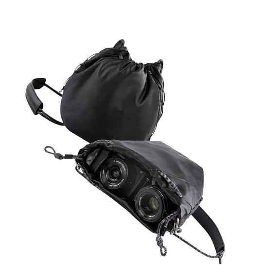 Soft Camera Bag with Padded Shoulder Section, Adjustable Carrying, Cushioned Lining, and Drawstring Access for Gear Storage