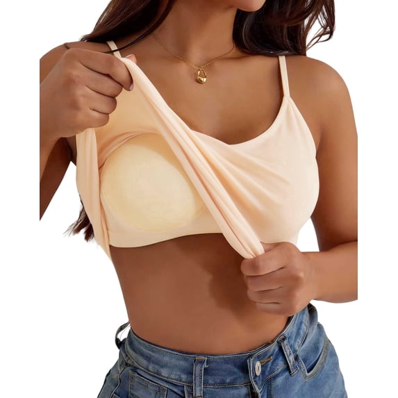 Women'S Plus Size Tank Tops With Built-in Bra Comfortable and Breathable, Suitable for Both Outer and Inner Wear With thin Spaghetti Straps 2XL