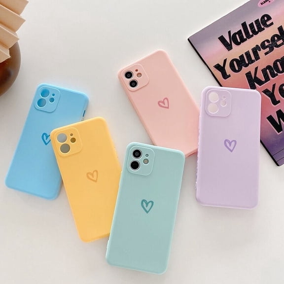 Soft Candy Love Heart Phone Case For iPhone 12 11 Pro Max XS Max X XR 7 8 Plus 12 Mini SE 2020 Silicone Bumper Back Cover Capa
