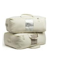 thumbnail image 1 of Soft Canvas Storage Bags with Zipper. Thick Breathable, 2pc King/Queen Comforter Organizer. Four Carrying Handles and Window. Large 25x19x9in Bag for Sheets Blankets Bedding Pillows, Clothes C33, 1 of 3