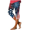 thumbnail image 1 of Soft Capris Pants for Women Athletic 4th of July Capris Leggings for Women, Plus Size Summer High Waist Independence Day Yoga Stretchy Cropped Trousers Navy L, 1 of 5