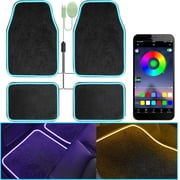 Soft Car Floor Mats With Led Strip Light, App Control Interior Car Lights Floor Mats, Universal Fit Black Automotive Carpet, Anti-Slip Waterproof RGB Car Decor 