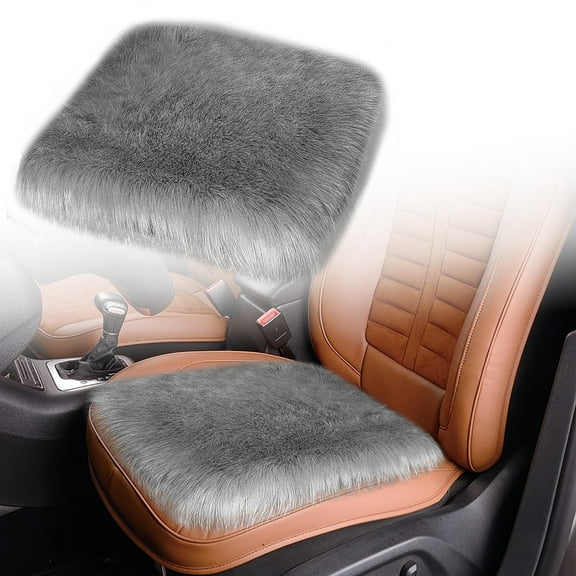 Soft Car Seat Cover 18x18 Inches Fluffy Wool Sheepskin Seat Protector Universal Fit for Auto SUV Trucks Car Interior Accessories Home Office Use