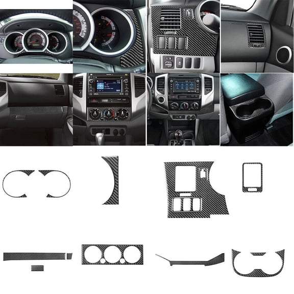 Soft Carbon Fiber Car Interior Decor Kits 14Pcs Carbon Fiber Full Interior Kit Cover Trim For Toyota Tacoma 2012-15 Sticker