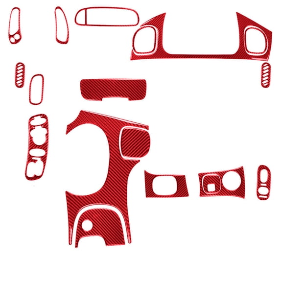 Soft Carbon Fiber Car Interior Decor Kits 18Pcs Red Carbon Fiber Full Interior Kit Cover Trim For Chevrolet Corvette C5 Sticker