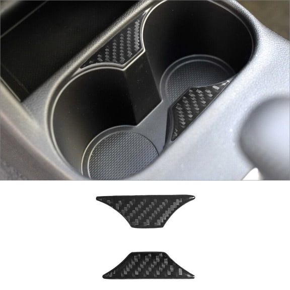 Soft Carbon Fiber Car Interior Decor Kits 2Pcs Carbon Fiber Center Cupholder Accent Cover Trim For Mitsubishi Outlander Sticker