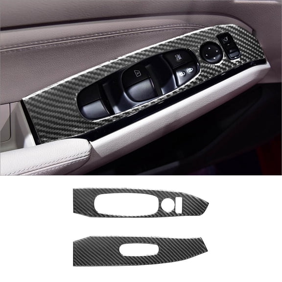 Soft Carbon Fiber Car Interior Decor Kits 2Pcs Carbon Fiber Interior Front Door Control Cover Trim For Nissan Altima Sticker