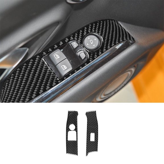 Soft Carbon Fiber Car Interior Decor Kits 2Pcs Carbon Fiber Interior Front Window Control Cover Trim For Toyota Supra A90 Sticker