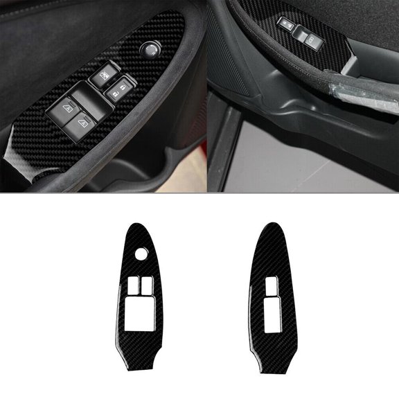 Soft Carbon Fiber Car Interior Decor Kits 2Pcs Carbon Fiber Interior Window Control Cover Trim For Nissan 370Z 2009-2020 Sticker