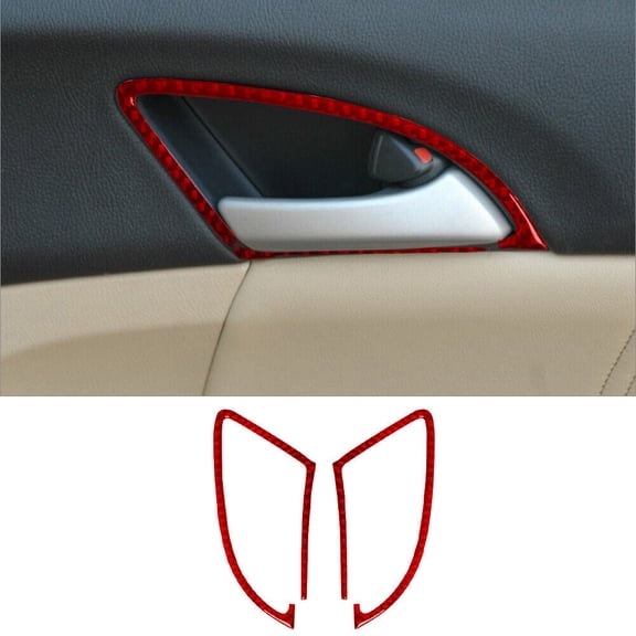 Soft Carbon Fiber Car Interior Decor Kits 2Pcs For Honda Accord Red Carbon Fiber Interior Front Door Handle Cover Trim Sticker