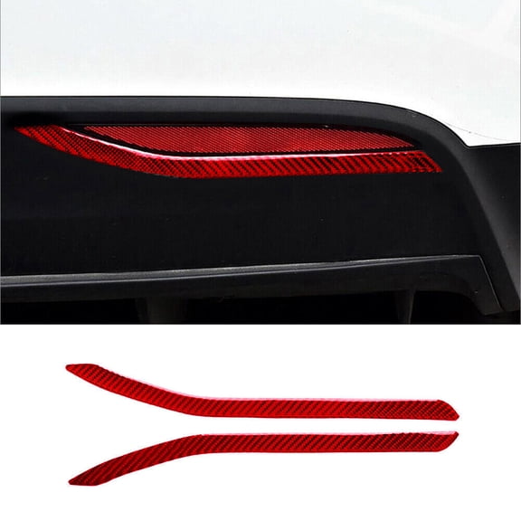 Soft Carbon Fiber Car Interior Decor Kits 2Pcs For Tesla Model-X 2014-19 Red Carbon Fiber Rear Fog Light Decoration Trim Sticker
