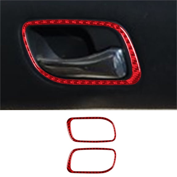 Soft Carbon Fiber Car Interior Decor Kits 2Pcs Red Carbon Fiber Interior Rear Door Handle Cover Trim For Acura TSX 2004-08 Sticker