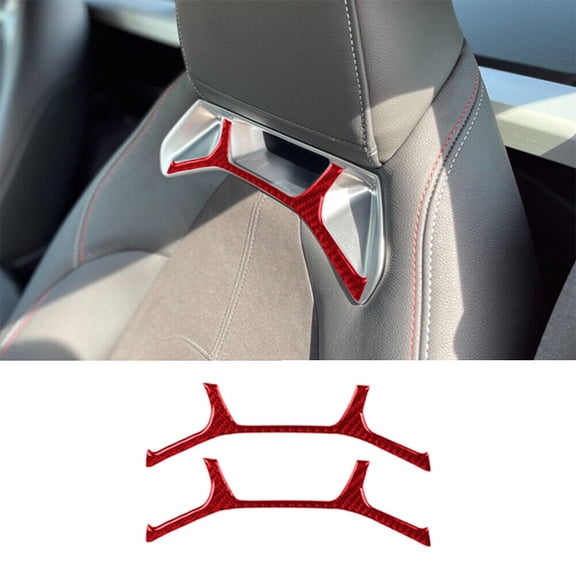 Soft Carbon Fiber Car Interior Decor Kits 2Pcs Red Carbon Fiber Interior Seat Head Cover Trim Strip For Toyota Supra A90 Sticker