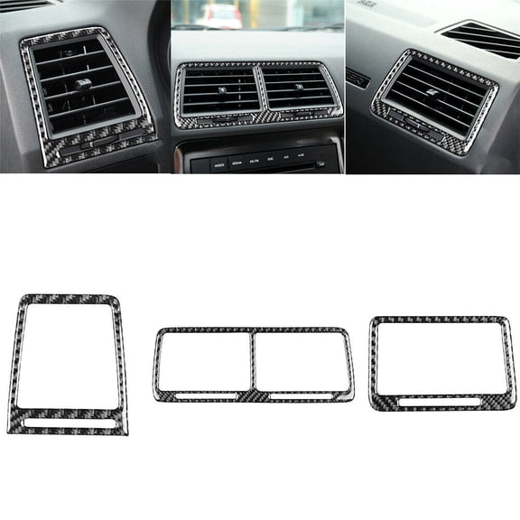 Soft Carbon Fiber Car Interior Decor Kits 3Pcs Carbon Fiber Interior Air Vent Outlet Cover Trim For Dodge Challenger Sticker
