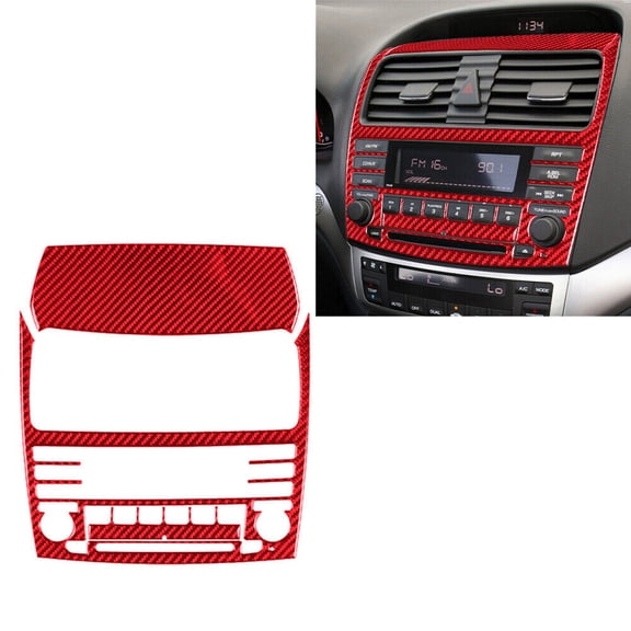 Soft Carbon Fiber Car Interior Decor Kits 3Pcs Red Carbon Fiber Interior Central Console Cover Trim For Acura TSX 2004-08 Sticker