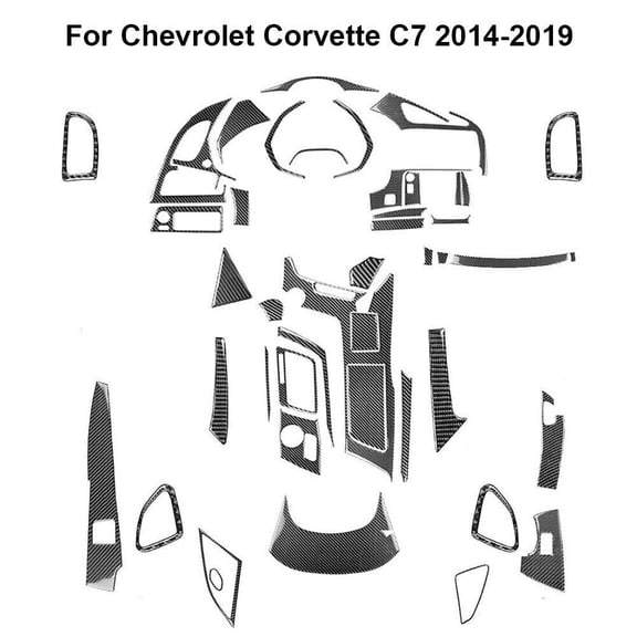 Soft Carbon Fiber Car Interior Decor Kits 44Pcs Carbon Fiber Full Interior Kit Cover Trim For Chevrolet Corvette C7 Sticker