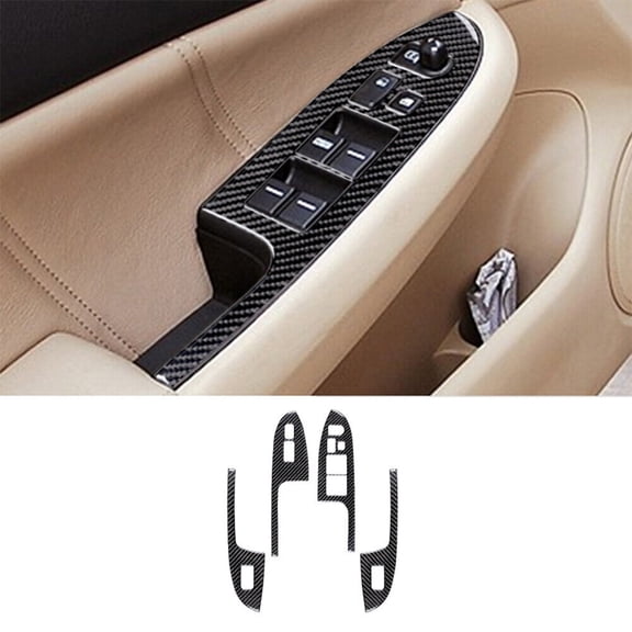 Soft Carbon Fiber Car Interior Decor Kits 4Pcs Carbon Fiber Door Control Cover Trim For Honda Accord Sedan 2003-2007 Sticker