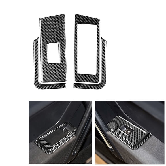Soft Carbon Fiber Car Interior Decor Kits 4Pcs Carbon Fiber Interior Door Control Cover Trim For Volkswagen Beetle 2012-19 Sticker