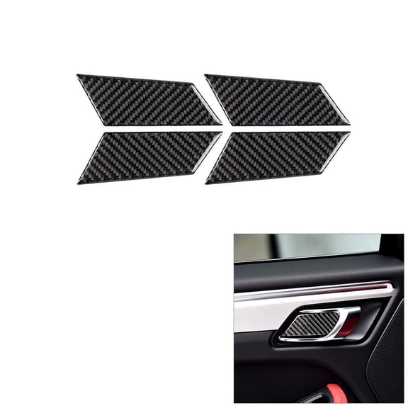 Soft Carbon Fiber Car Interior Decor Kits 4Pcs Carbon Fiber Interior Door Handle Bowl Cover Trim For Porsche Macan 2014-19 Sticker