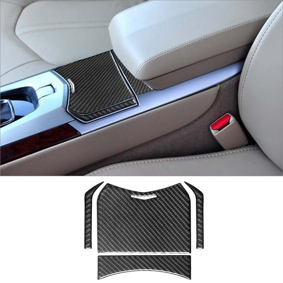 Soft Carbon Fiber Car Interior Decor Kits 4Pcs Carbon Fiber Interior Floor Console Compartment Cover Trim For Cadillac CTS Sticker