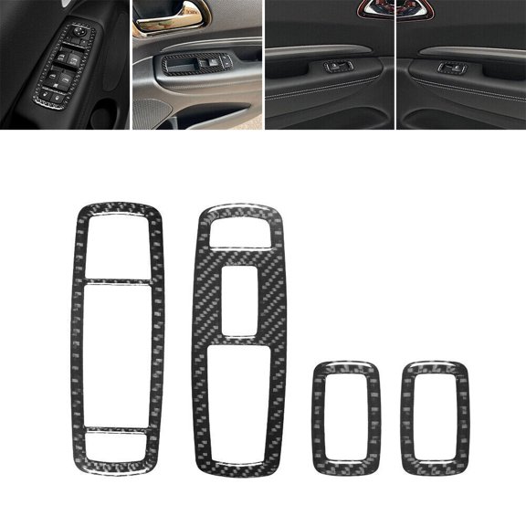 Soft Carbon Fiber Car Interior Decor Kits 4Pcs Carbon Fiber Interior Window Control Cover Trim For Dodge Durango Sticker
